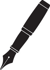 Fountain Pen Icon | Vintage Calligraphy Tool Silhouette Black Vector