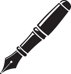 Fountain Pen Icon | Vintage Calligraphy Tool Silhouette Black Vector