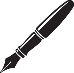 Fountain Pen Icon | Vintage Calligraphy Tool Silhouette Black Vector