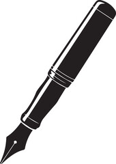 Fountain Pen Icon | Vintage Calligraphy Tool Silhouette Black Vector