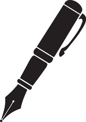 Fountain Pen Icon | Vintage Calligraphy Tool Silhouette Black Vector