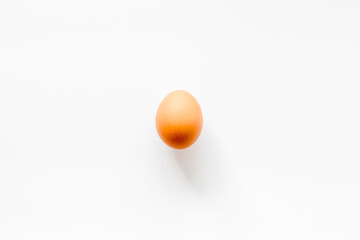 Set of chicken eggs on white background, top view. Food pattern. Easter background