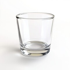a glass cup with thin rim on high-key white background, photorealistic and clean 