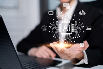 Artificial intelligence technology ai digital innovation image generation chatbot business dashboard data analysis marketing innovation network assistance automation system software machine learning