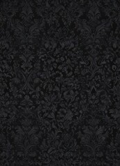 Intricate black damask wallpaper, seamless gothic floral vines , detail, dark