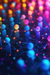 Abstract network of people colorful spheres