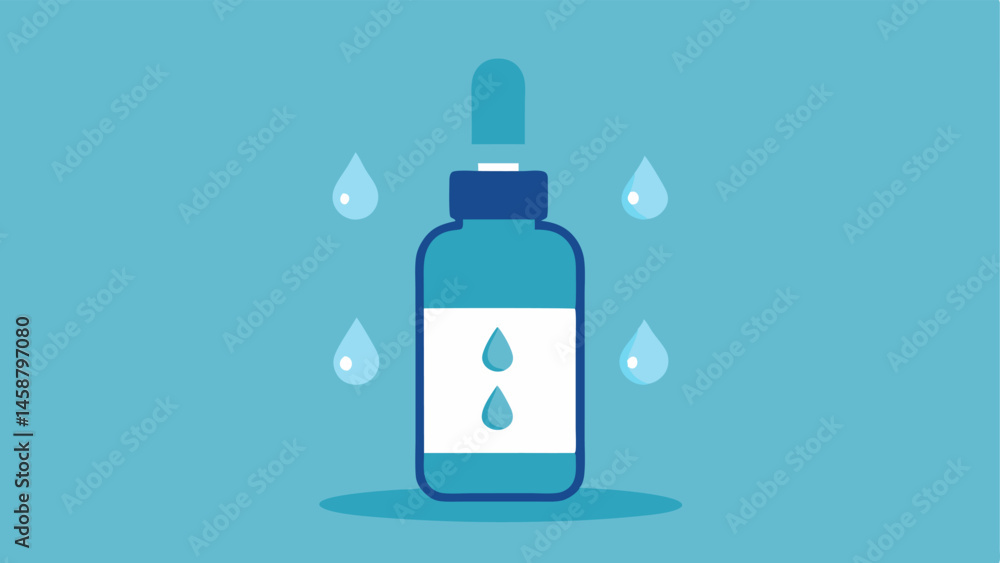Poster hydration boost a vector showing a hydrating serum bottle with exosome droplets falling into a water