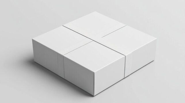 White square box with embossed ribbon design product packaging mockup