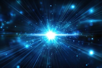 Fototapeta premium Bright blue light rays explosion