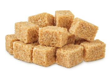 brown sugar cubes isolated on white background