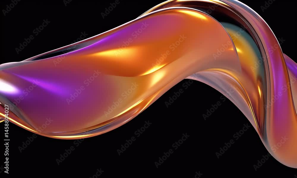 Poster 3d render, abstract fluid background with colorful glossy wavy tubes forming an elegant wave shape o