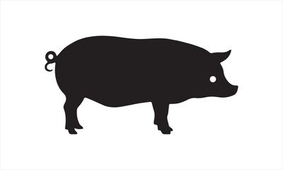 Pig silhouette. Vector illustration of black pig silhouette isolated on white background
