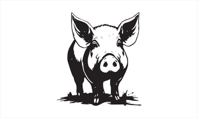 Pig silhouette. Vector illustration of black pig silhouette isolated on white background