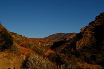 Rocky Cederberg Landscape Surrounded by Green vegetation Under sunset Sky