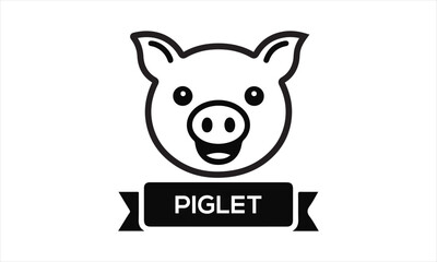 Pig silhouette. Vector illustration of black pig silhouette isolated on white background