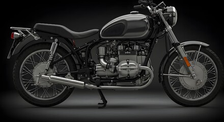 Motorcycle on Black Background