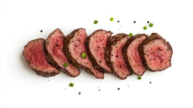 Grilled beef tenderloin slices