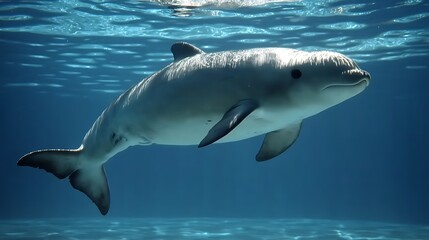 Naklejka premium Aquatic mammal underwater. Graceful, serene