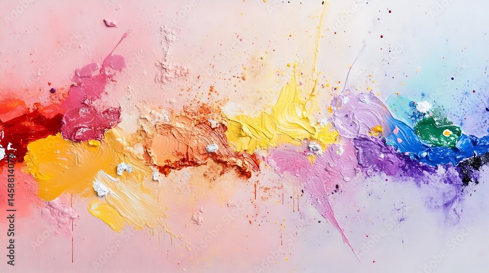 Aufkleber vibrant impasto painting with rainbow hues, showcasing thick, textured brushstrokes and a dynamic co