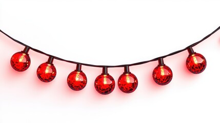 Red Globe String Lights on White Background