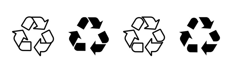 Recycling icon. Three arrows forming a continuous loop vector illustration. Universal symbol for sustainability, waste reduction and environmental responsibility in eco-conscious practices.