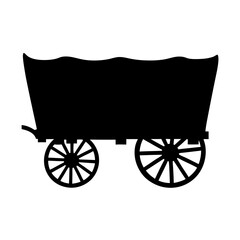 Silhouette illustration of a coal cart fully loaded with lumps of coal