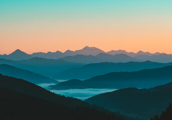 Fototapeta premium Dusk Over the Mountain Range