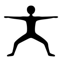 Silhouette of a person in yoga position with arms extended horizontally