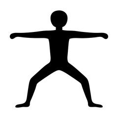 Silhouette of a person in yoga position with arms extended horizontally
