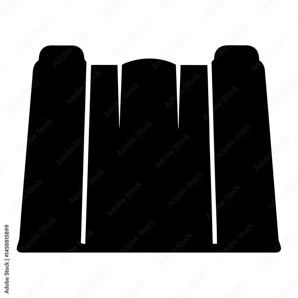 Poster bold and geometric silhouette of a simplified structure with rounded features