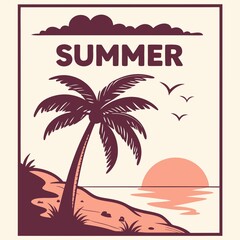 Fototapeta premium vector illustration of a tropical beach