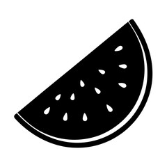 Simple Black and White Watermelon Slice with Seeds Ready to Eat
