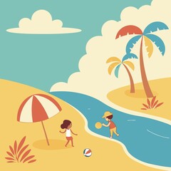 Obraz premium vector illustration of a beach