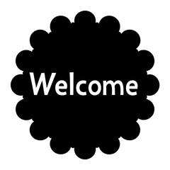 Floral Black Welcome Sign on White Background with a Decorative Border