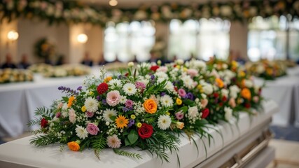 Memorial Service Flowers -  Emotional Tribute on Casket