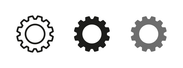 Gear icon. Cogwheel with multiple teeth vector illustration. Mechanical component symbol for settings or engineering contexts. Machinery part pictogram used in automation and industrial design.