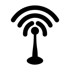 Black and white WiFi icon representing wireless internet connection signal strength