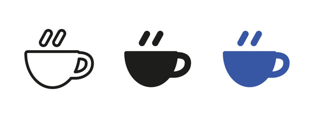 Coffee cup icon. Hot beverage in a steaming mug vector illustration. Symbol of warmth, relaxation and energy boost. Ideal for cafe menus, morning routine visuals and hospitality signage.
