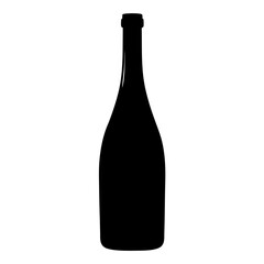Simple silhouette illustration of a wine bottle against a white background