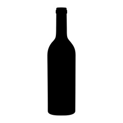 Simple silhouette illustration of a wine bottle against a white background