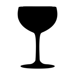 Elegant wine glass silhouette isolated on white background for design elements