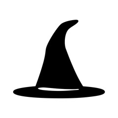 Silhouette of classic black witch's hat with a brim for halloween celebration