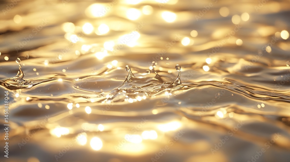 Leinwandbilder golden sunlight reflecting on rippling water surface, creating a mesmerizing bokeh effect with water