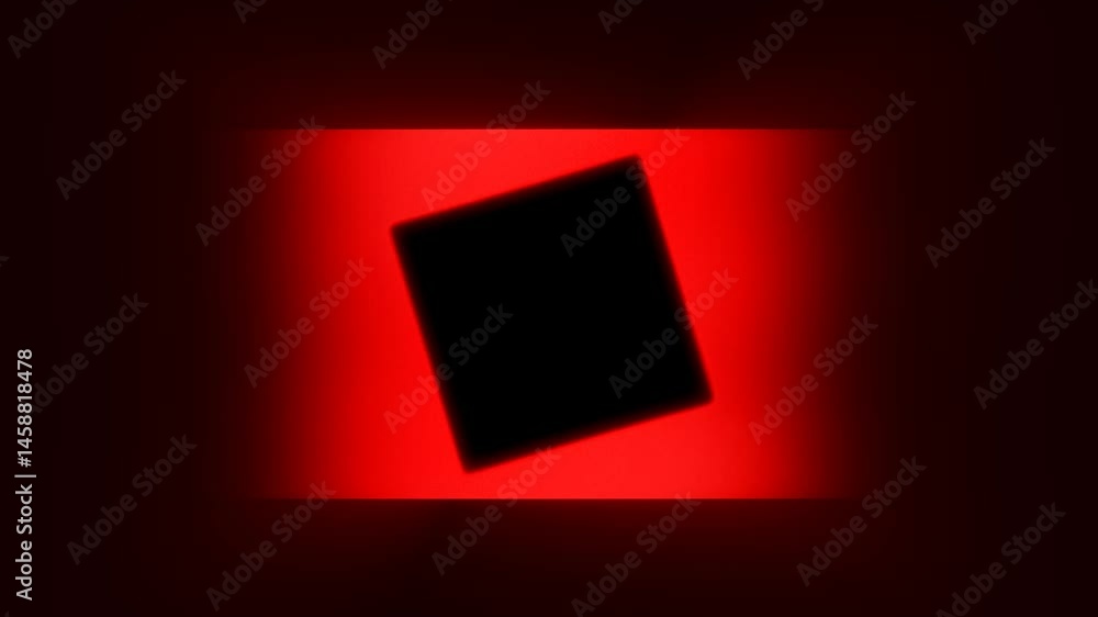 Poster animated rotating red platform in center surrounded by radiant neon light beams and dynamic visual e