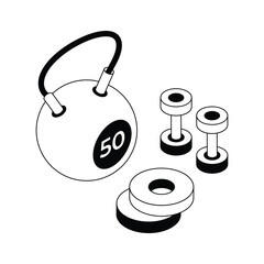 A handy isometric icon showing gym weight