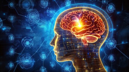 Fototapeta premium Artificial intelligence interface managing business tasks with charts and prediction models