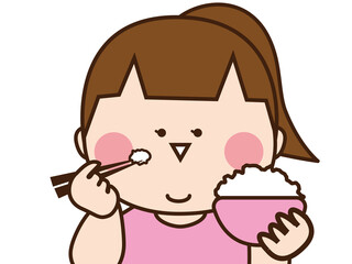 ご飯をたべているデブな女の人
