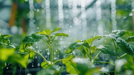 Naklejka premium Precision irrigation system watering crops
