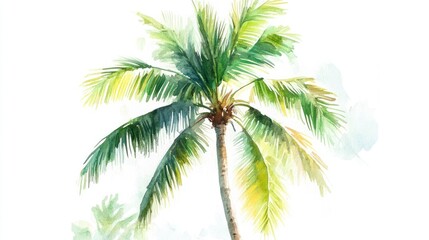 Serene Watercolor Palm Tree: A Tropical Paradise