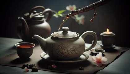 Yixing Teapot Focus An unglazed clay teapot Yixing is used belie